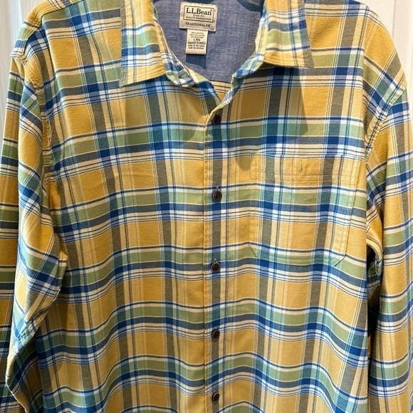 LL Bean Plaid Flannel Shirt Mens Size Large Regular Traditional Fit Button-Up - Picture 2 of 8